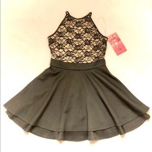 NWT Emerald Sundae Black Lace Skater Dress